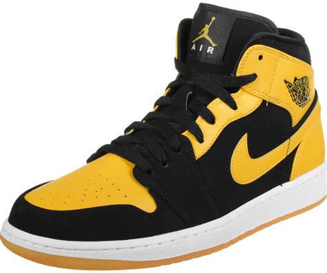 nike air jordan 1 mid sneakers zwart/geel|jordan 1 mid.